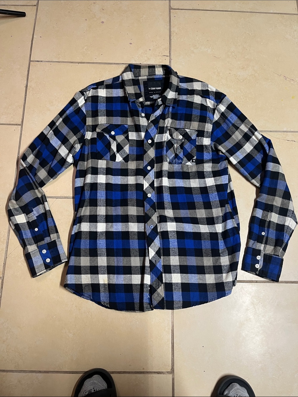 Zoo York Blue, Black & Gray Plaid Button-Down Shirt